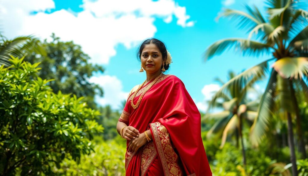 Menggunakan Pakaian Tradisional Sri Lanka