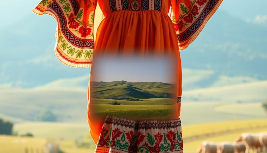 warna dan motif baju tradisional Paraguay